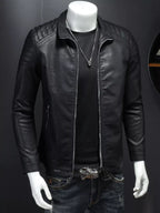 Plus size men's zip-up long sleeve jacket by Shopimist, shown in dark color, with front zipper and casual fit.