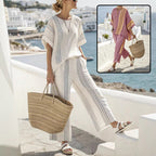 3D print batwing sleeve two-piece set from Plush Fashion Hub featuring a loose T-shirt and straight-leg pants in a casual style.