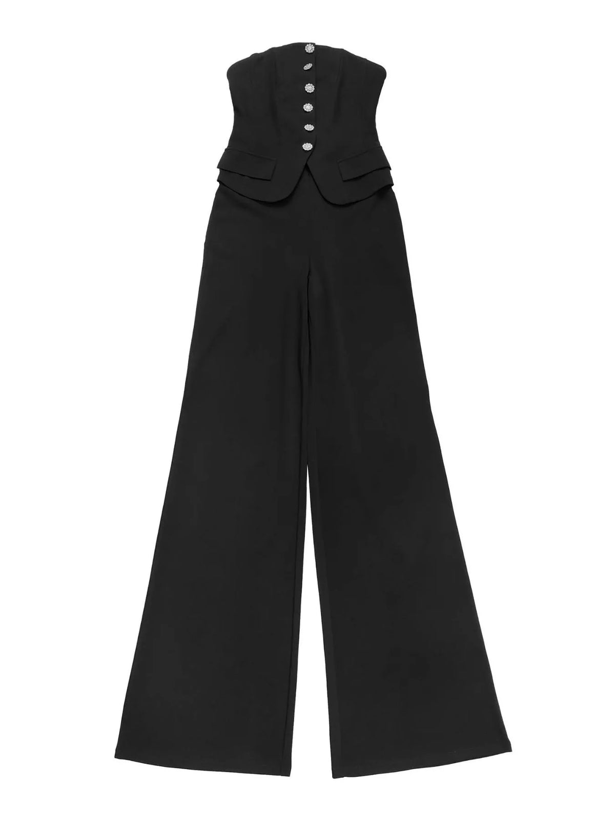 Plush Fashion Hub wide leg jumpsuit featuring a tube design, soft plush fabric, and a modern, relaxed fit.