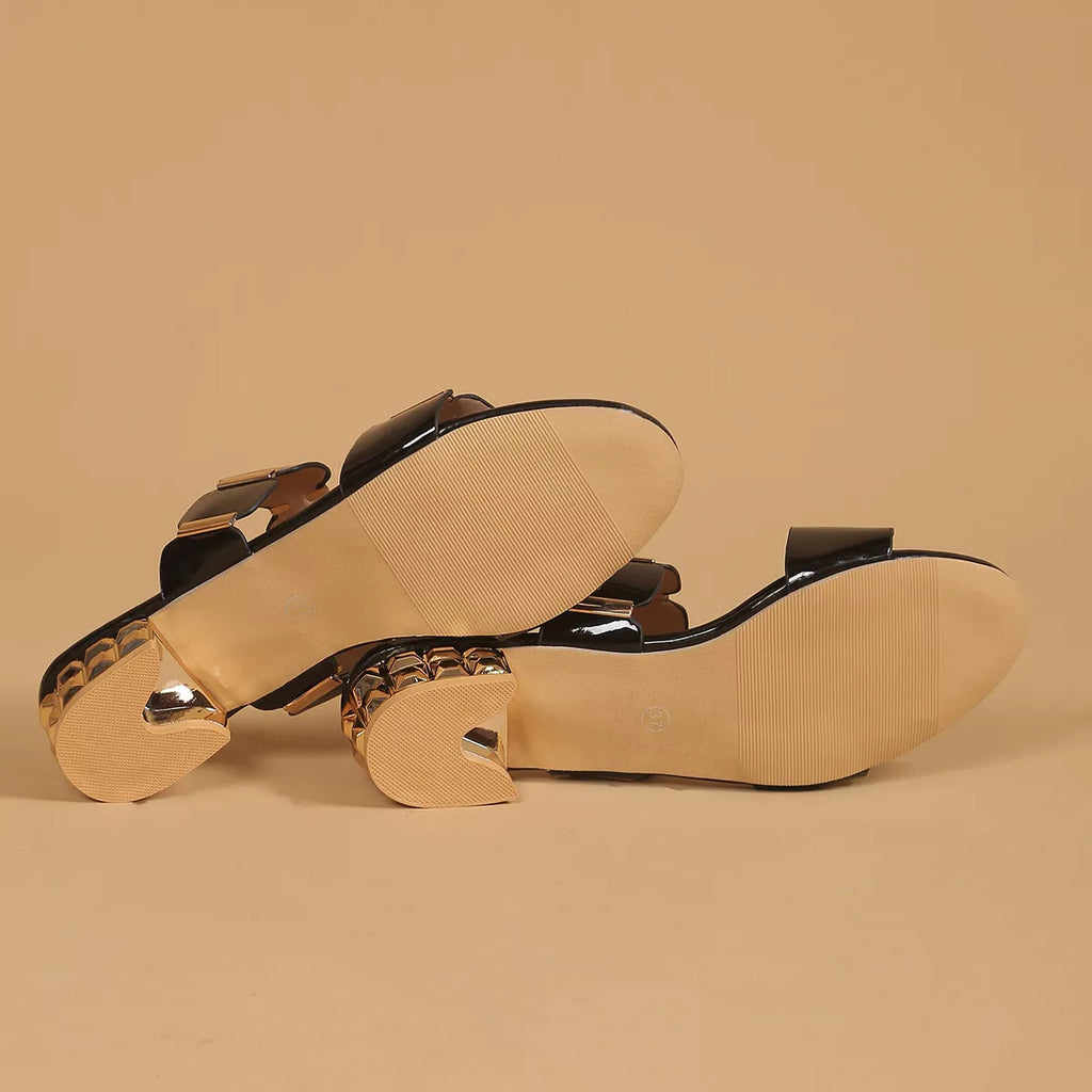 Women's open toe block heel sandals by Plush Fashion Hub, low heel dress shoes with comfortable design and stylish appearance.