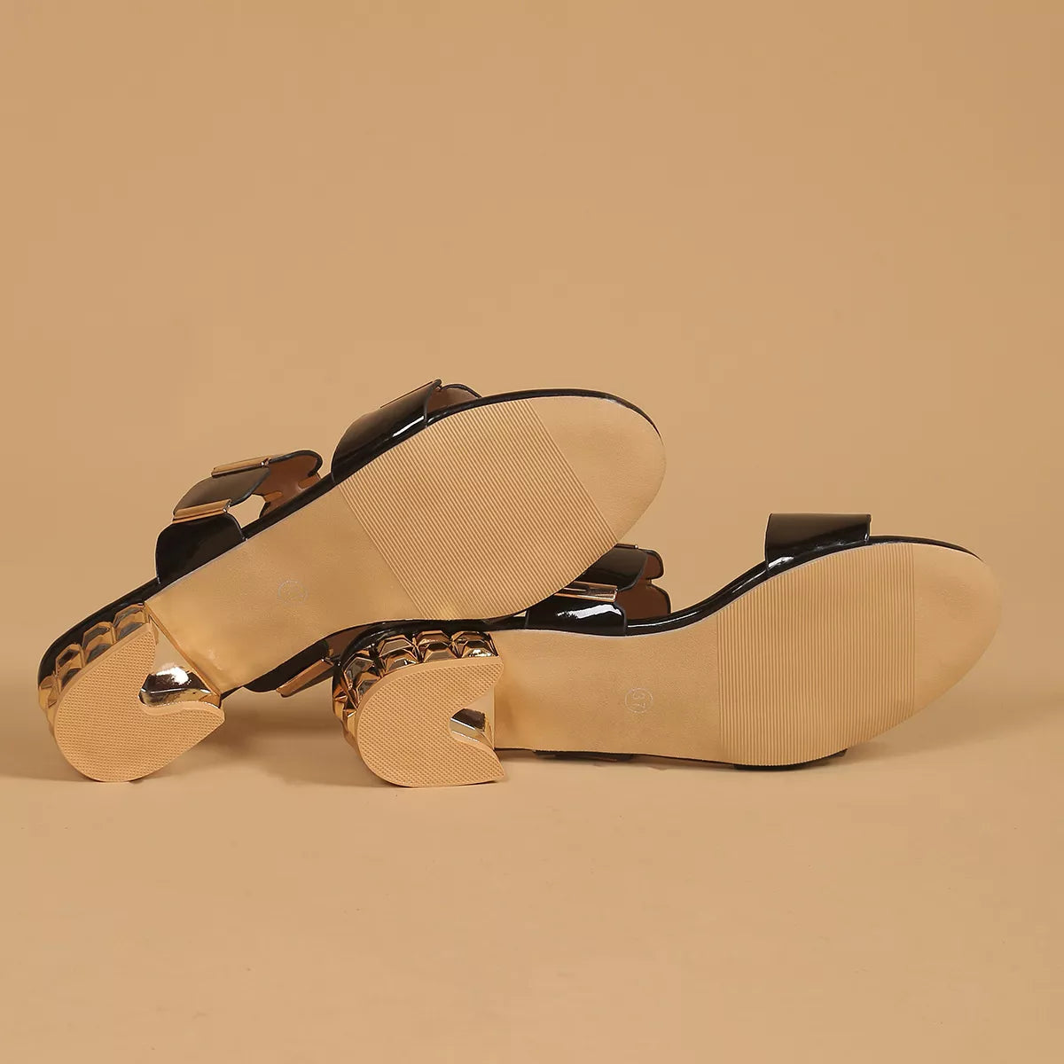 Women's open toe block heel sandals by Plush Fashion Hub, low heel dress shoes with comfortable design and stylish appearance.