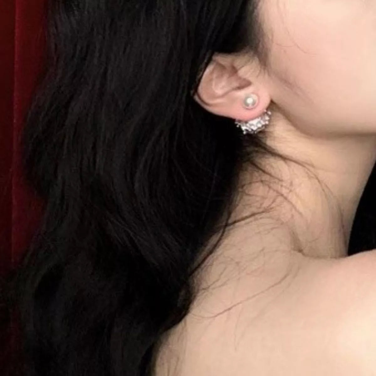 Pearl stud earring by Shopimist featuring a classic white pearl on a sleek silver post, perfect for elegant everyday wear.