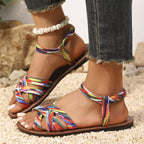 Open toe braided strap sandals by Shopimist featuring stylish design and comfortable fit, perfect for casual summer wear.
