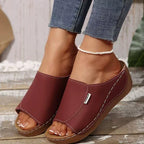 Open toe wedge sandals by Shopimist featuring a stylish design with a comfortable cork wedge heel and adjustable straps.