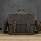 Plush Fashion Hub leather one-shoulder crossbody laptop bag with top layer design and adjustable strap, ideal for everyday use.
