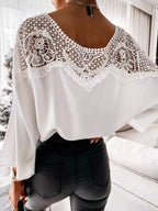 Lace Trim Long Sleeve Blouse