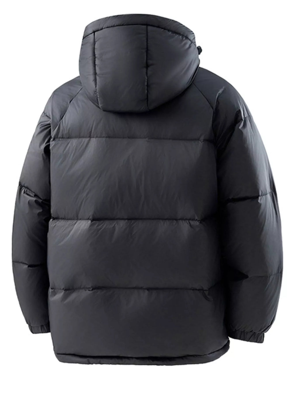 Men's full-size padded hooded puffer jacket by Shopimist, showing the insulated winter coat with a hood and quilted design.