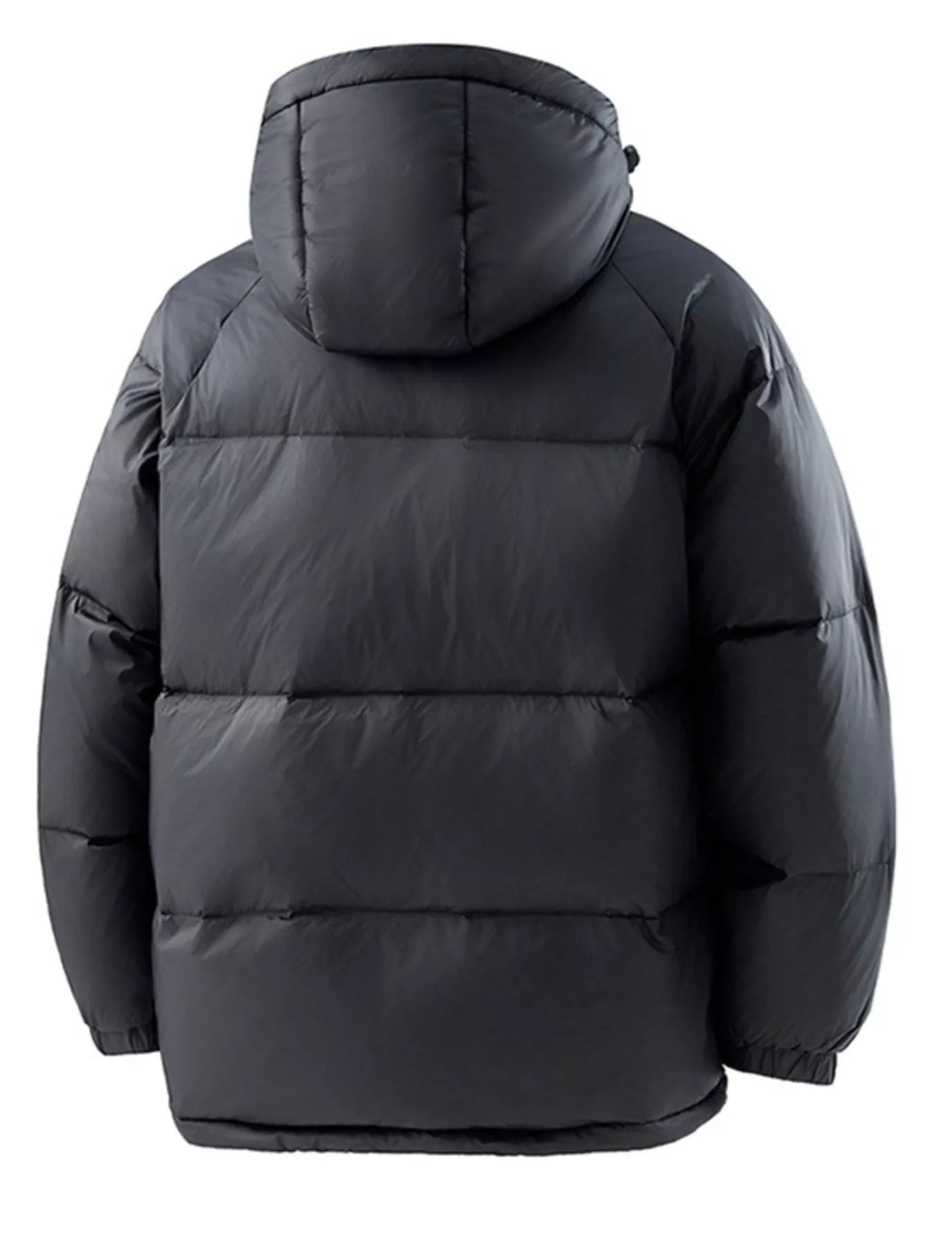 Plus size men's padded hooded puffer jacket by Shopimist, featuring quilted insulation and a warm hood for cold weather.