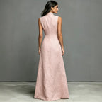 Women's sleeveless midi dress with stand collar and single-breasted design from FitiqueFit, perfect for casual wear.