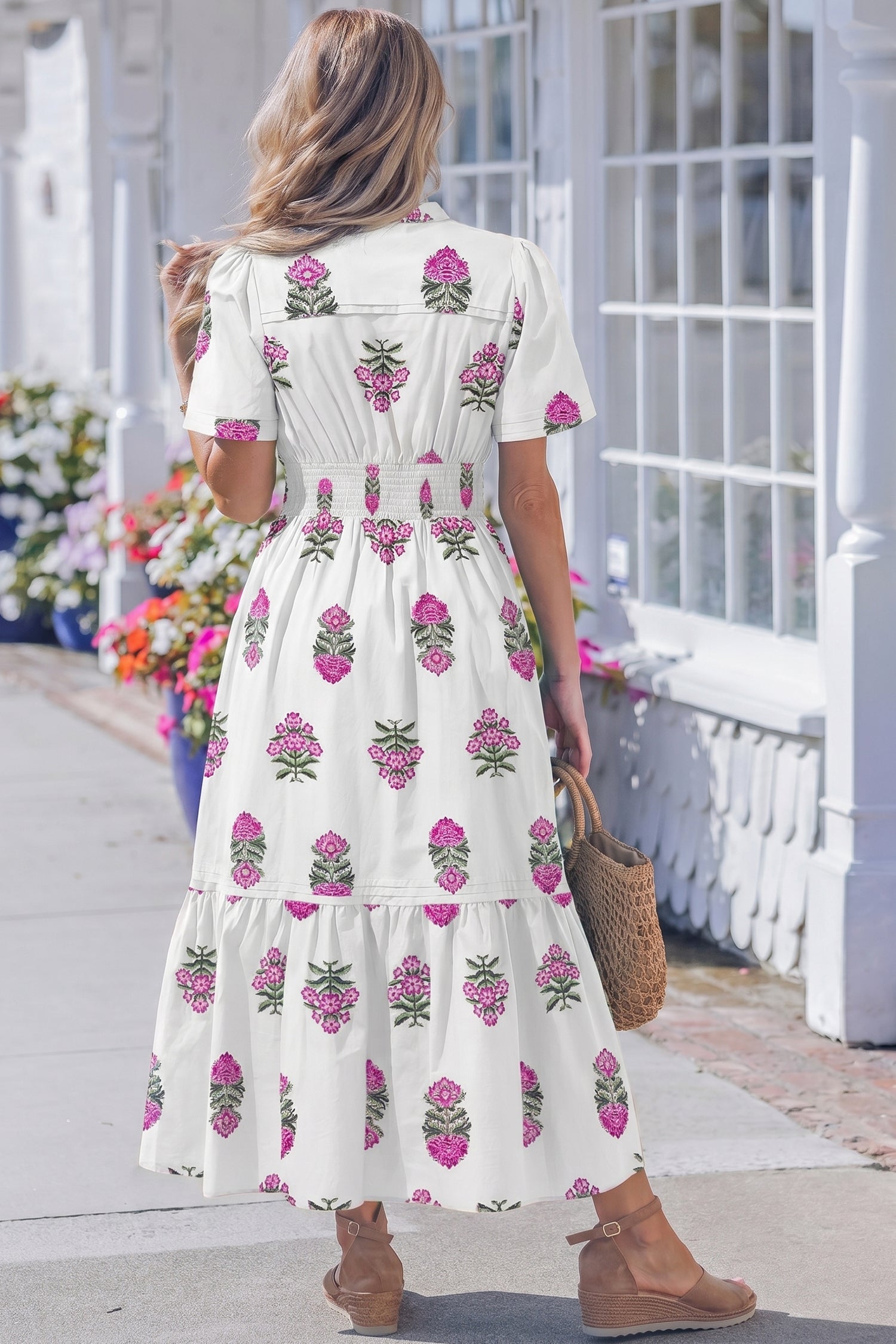 Threaded Pear Aileen Ruffle Hem Maxi Dress shown in a flowing, ruffled hem design perfect for elegant summer wear.