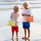 Perfecsy beach toy mesh bag for kids, seashell design, perfect for storing sand toys, pool accessories, and swimming gear.