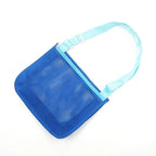 Perfecsy mesh beach toy bag for kids with shell design, ideal for sand toys, seashell storage, and swimming accessories.