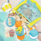 Perfecsy beach toy mesh bag for kids, seashell design, ideal for storing sand toys, pool accessories, and swimming gear for boys and girls.