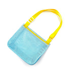 Perfecsy mesh beach toy bag with seashell design, perfect for storing sand toys, pool accessories, and swimming gear for kids.