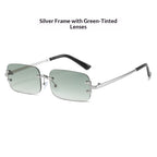 Elegant frameless rimless sunglasses from Plush Fashion Hub featuring a western style design, shown on a neutral background.