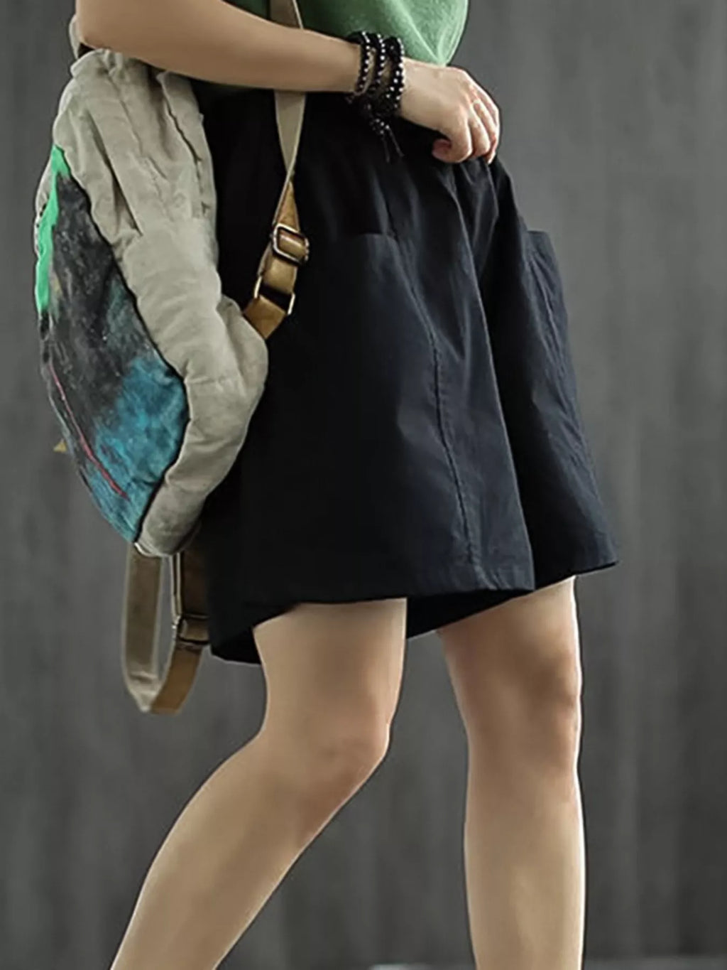 Casual elastic waist shorts from Trendsi featuring a relaxed fit, lightweight fabric, and comfortable design for everyday wear.