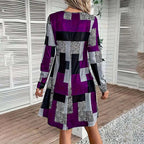 Women's round neck long sleeve casual dress by Plush Fashion Hub, stylish and comfortable for everyday wear.