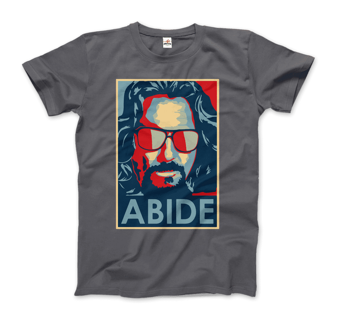 Art-O-Rama Shop Big Lebowski Abide Hope style T-shirt featuring iconic movie artwork and casual fit.