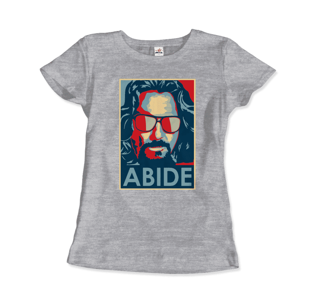 Big Lebowski Abide Hope style t-shirt featuring artwork from the film, displayed on a casual cotton tee with bold graphic design.