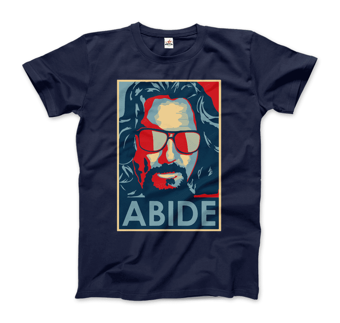 Big Lebowski Abide Hope Style T-shirt featuring artwork inspired by the film, showcasing a casual, graphic design in black and white.