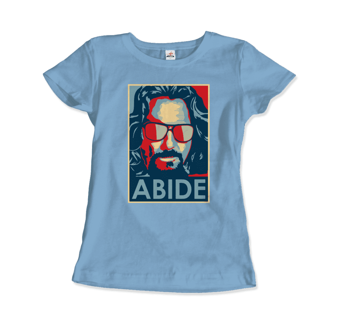 Big Lebowski Abide Hope Style T-shirt featuring artwork from the film, showcasing a graphic design on the front.