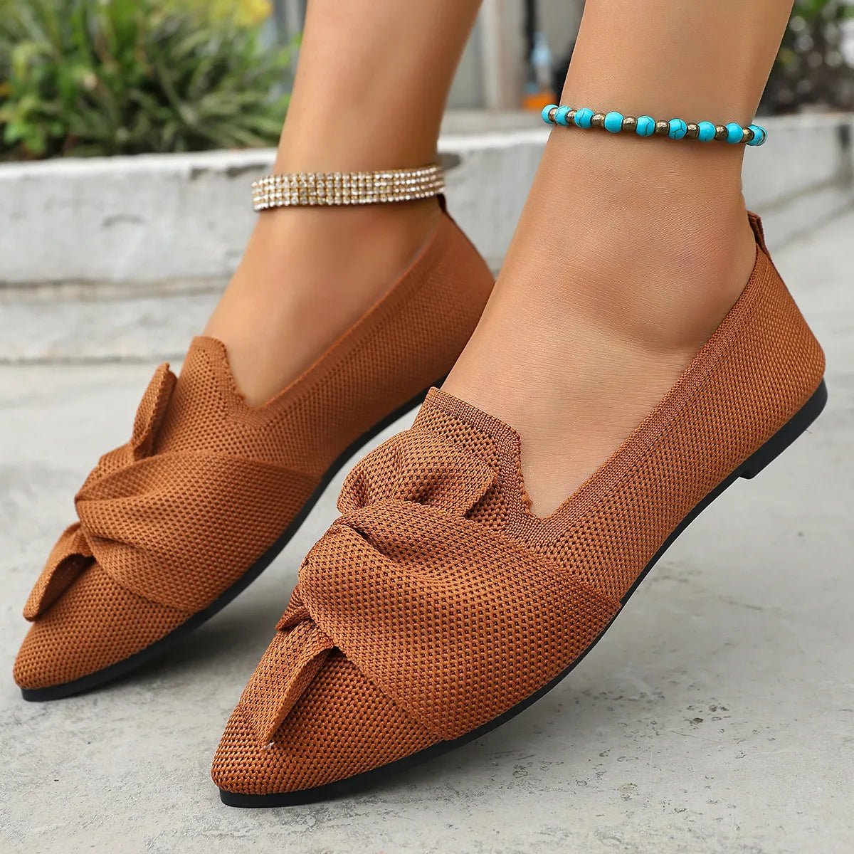 Elegant Trendsi pointed toe flat slip-on shoes with bow embellishment, perfect for stylish, comfortable everyday wear.