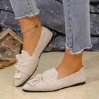 Elegant Trendsi pointed toe slip-on flats with bow embellishment, stylish and comfortable women's shoes.