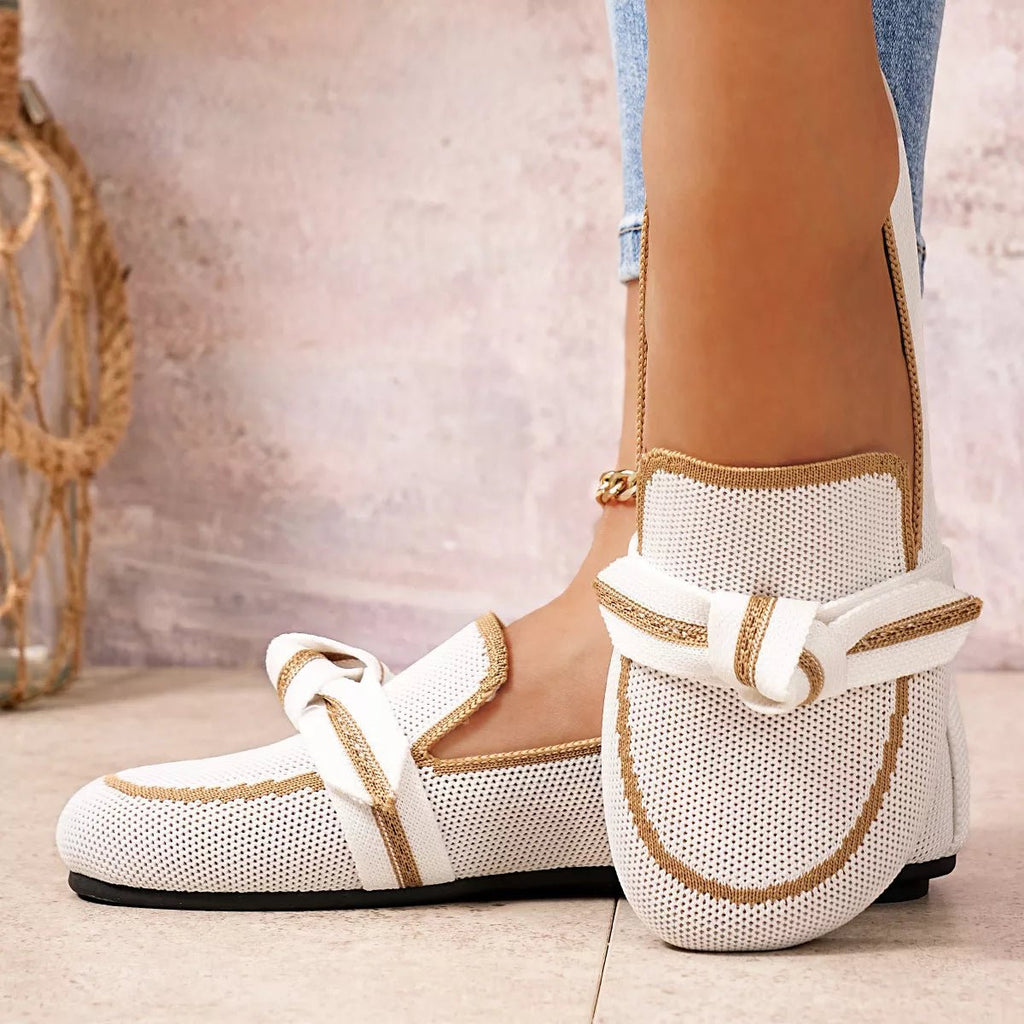 Women's breathable mesh slip-on flats from Trendsi, lightweight casual walking shoes with comfortable mesh uppers.