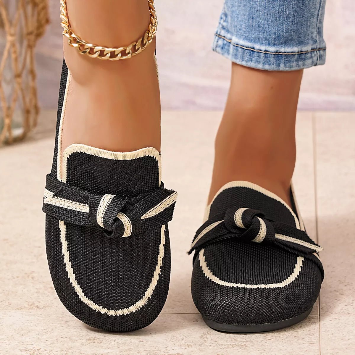 Women's breathable mesh slip-on flats by Trendsi, lightweight casual walking shoes with comfortable mesh uppers.