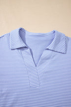 Lilian Dolman Sleeve Polo Shirt Set by Threaded Pear, featuring a stylish short set with dolman sleeves and a classic polo design.