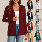 Women's knitted loose cardigan coat by FitiqueFit in four colors, featuring a cozy, relaxed fit and soft knit texture.
