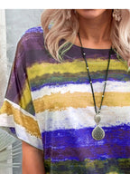 Women's casual short sleeve T-shirt with contrast round neck, trendy and comfortable from Trendsi.
