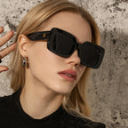 Retro square large frame sunglasses by FitiqueFit, stylish eye wear with bold square lenses and thick black frames.