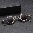 FitiqueFit pure titanium small round sunglasses with retro luxury style, featuring sleek round frames and tinted lenses.