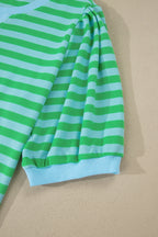 Plus size loungewear set by Threaded Pear featuring Madilynn detail, puff sleeves, and comfortable relaxed fit.