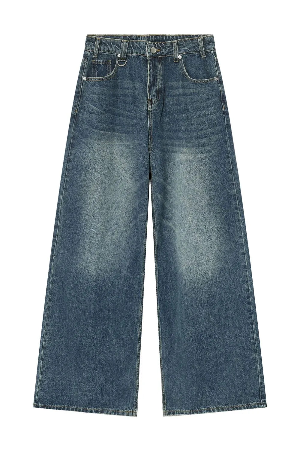 Light blue wide leg jeans with pockets from Trendsi, showcasing a relaxed fit and stylish design for casual wear.