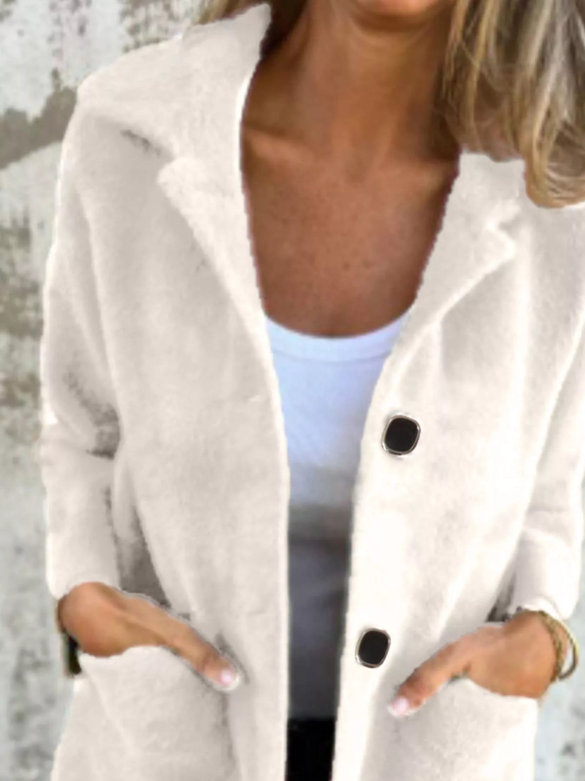 Plus size longline coat by Simply Love featuring a full-size button-down long sleeve design and a stylish, flowing silhouette.