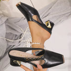 Shopimist square toe block heel sandals with sleek design and comfortable chunky heels, perfect for casual or dressy occasions.