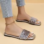 Shopimist sequin open toe sandals featuring sparkling sequins and stylish design, perfect for summer or special occasions.