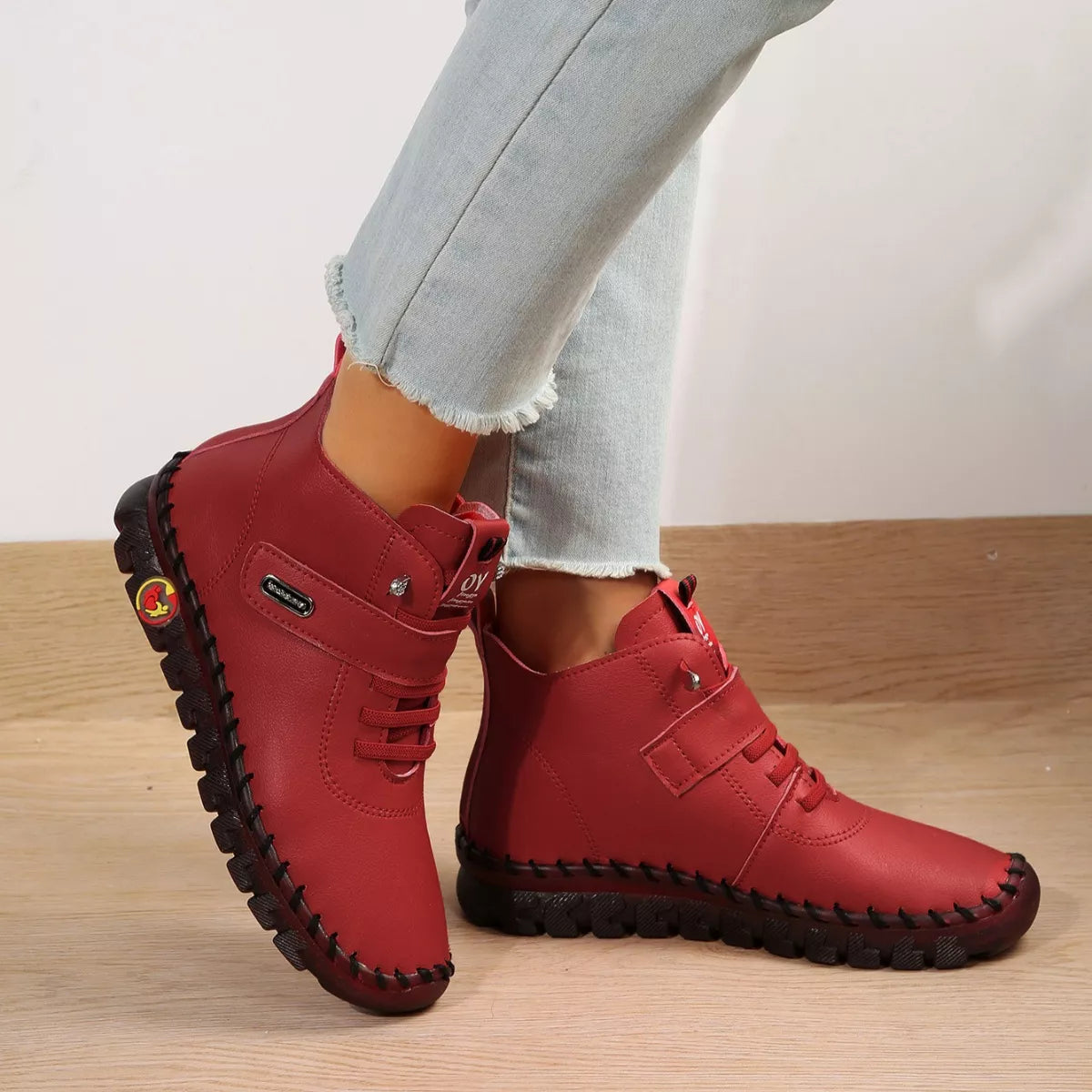 Trendsi lace-up platform ankle boots with chunky heels and stylish design, perfect for casual or fashionable outfits.