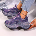 Rhinestone lace-up sneaker sandals by Plush Fashion Hub featuring sparkling rhinestones and stylish lace-up design.