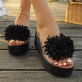 Shopimist floral decor platform wedge sandals with colorful flower accents and sturdy heel, perfect for summer footwear.