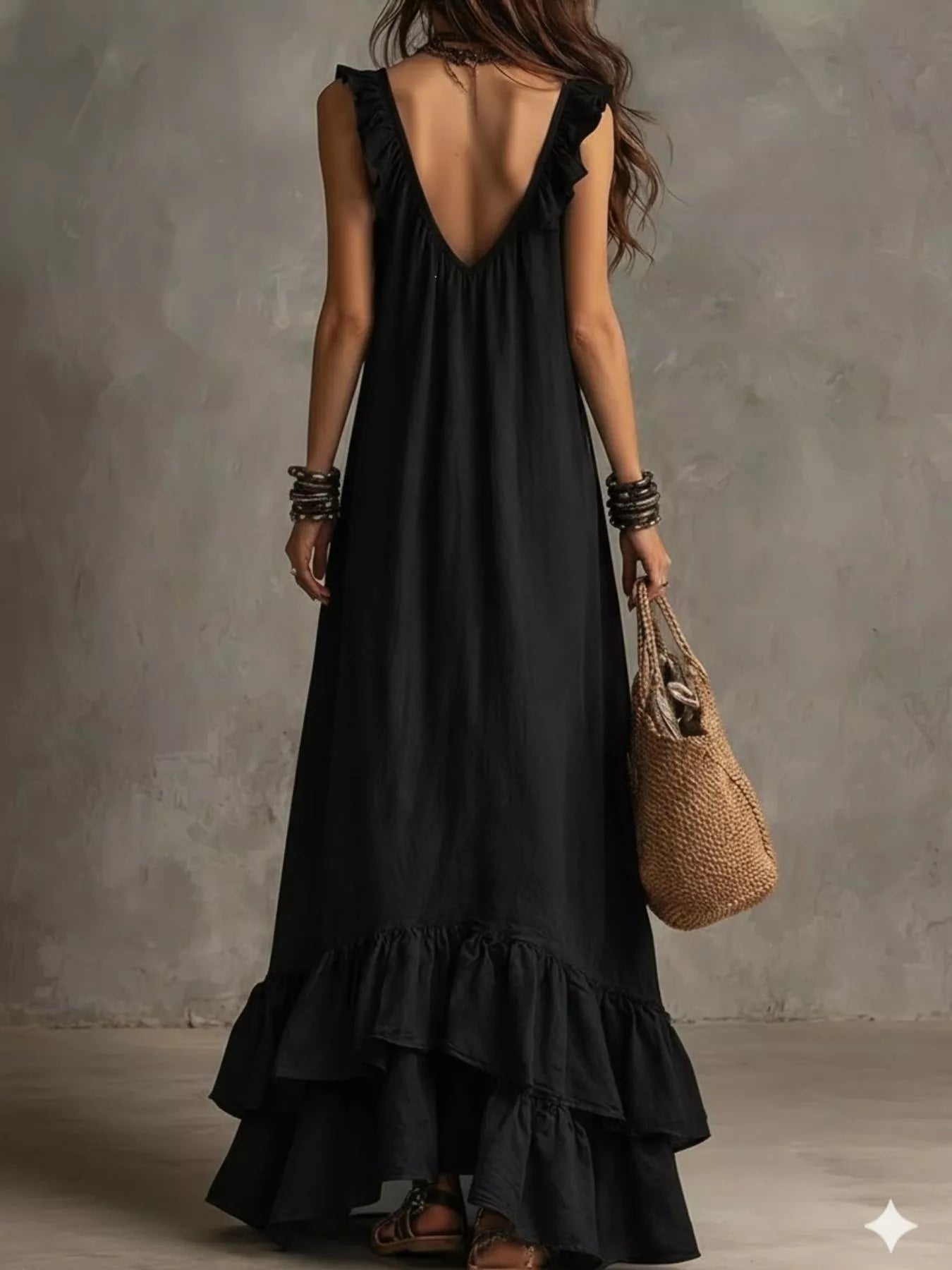 Elegant ruffled sleeveless maxi dress by Shopimist featuring flowing fabric and a flattering fit for summer occasions.