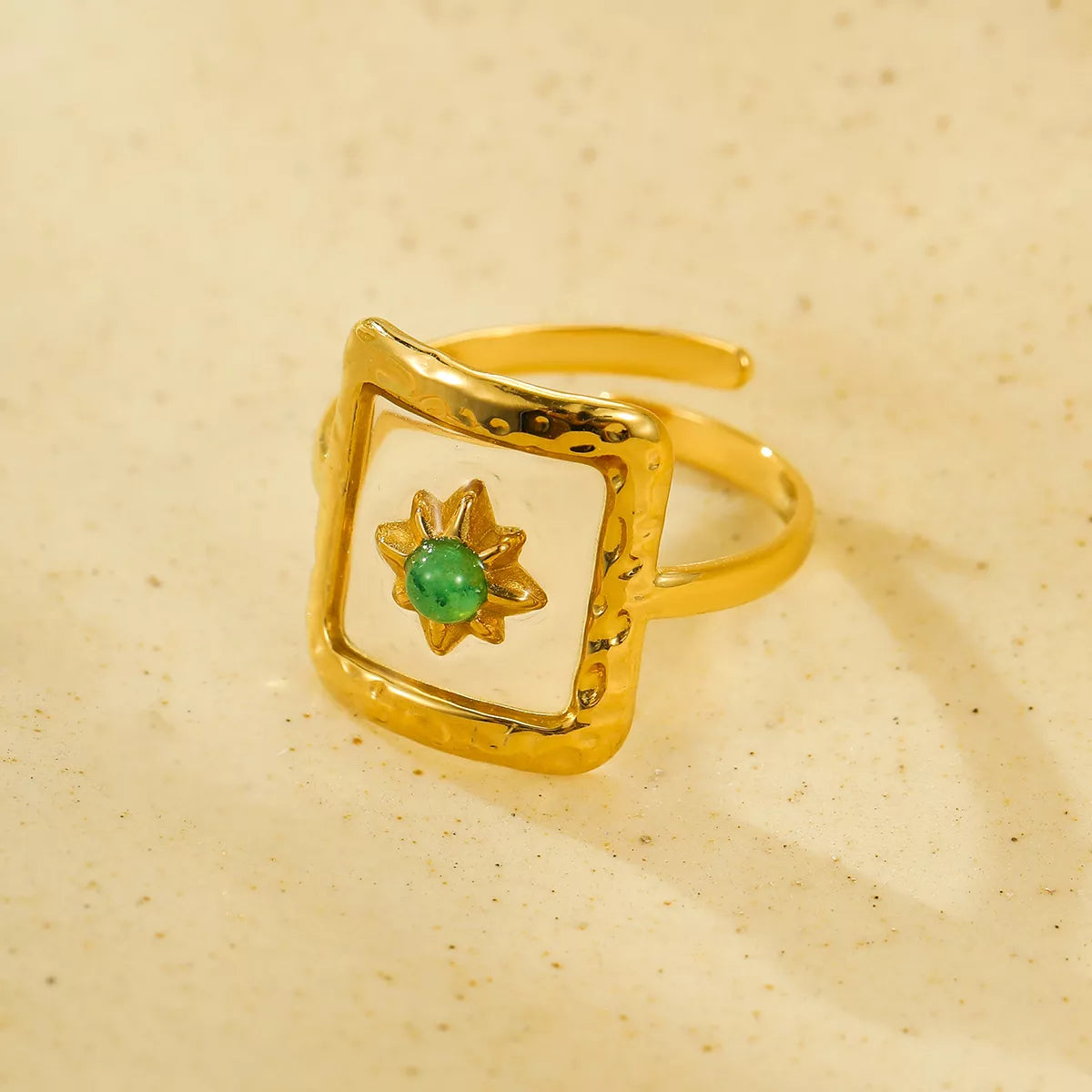 18K gold-plated adjustable open ring from Shopimist with a sleek, minimal design, featuring a smooth, polished finish.