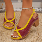 Open toe block heels sandals from Trendsi, stylish footwear with a modern design and comfortable chunky heel.