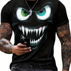 Men's 3D Evil Smile Streetwear T-shirt by FitiqueFit featuring a graphic short sleeve design with a creepy smile print.