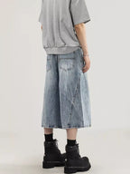 Men's plus size wide leg capris jeans by Plush Fashion Hub featuring relaxed fit and denim fabric.