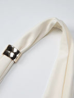 Shopimist halter neck ruched tank top, close-up of the sleeveless, gathered fabric with a fitted design.