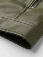 Men's full-size leather zip-up jacket by Shopimist, featuring a classic design and durable leather material.