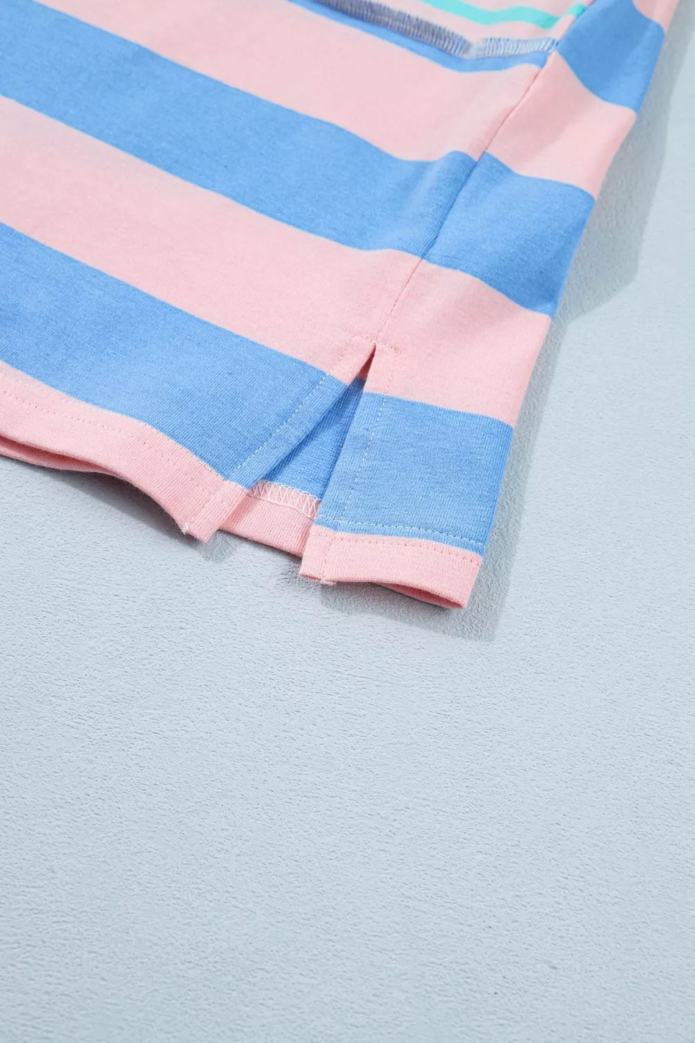 Stripe exposed seam mixed patchwork loose short set by Shopimist, featuring casual style with patchwork design and relaxed fit.